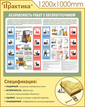 С38 Стенд безопасность работ с электропогрузчиком (1200х1000 мм, пластик ПВХ 3 мм, алюминиевый багет золотого цвета) - Стенды - Тематические стенды - Магазин охраны труда Протекторшоп