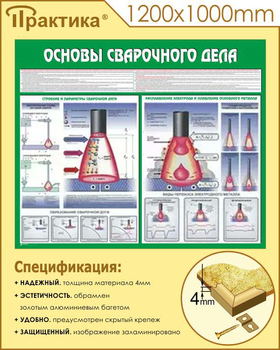 C35 Стенд основы сварочного дела (1200х1000 мм, пластик ПВХ 3 мм, алюминиевый багет золотого цвета) - Стенды - Тематические стенды - Магазин охраны труда Протекторшоп