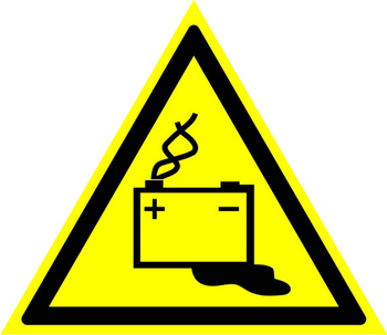 W20 осторожно! аккумуляторные батареи (пластик, сторона 200 мм) - Знаки безопасности - Предупреждающие знаки - Магазин охраны труда Протекторшоп
